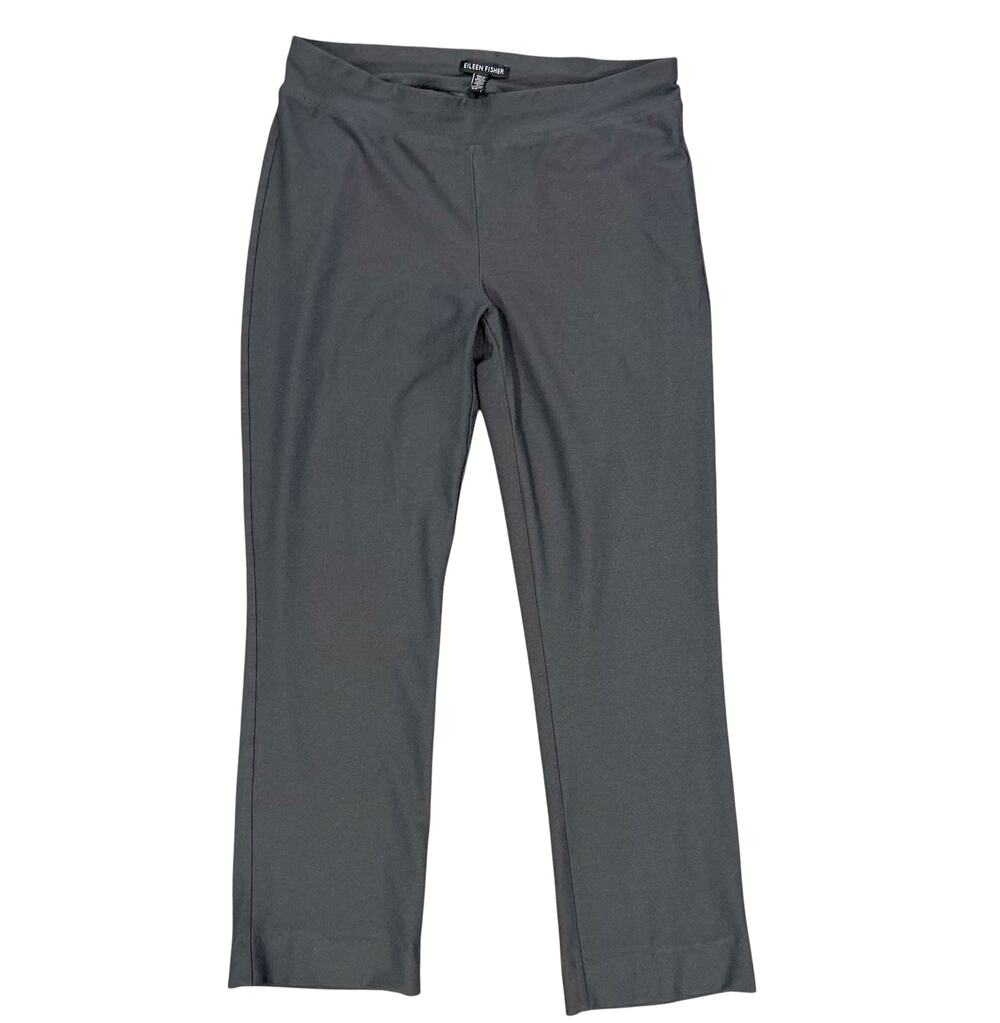 Eileen Fisher Slate Gray Stretch Pull On Flat Front Dress Pants Trousers Small